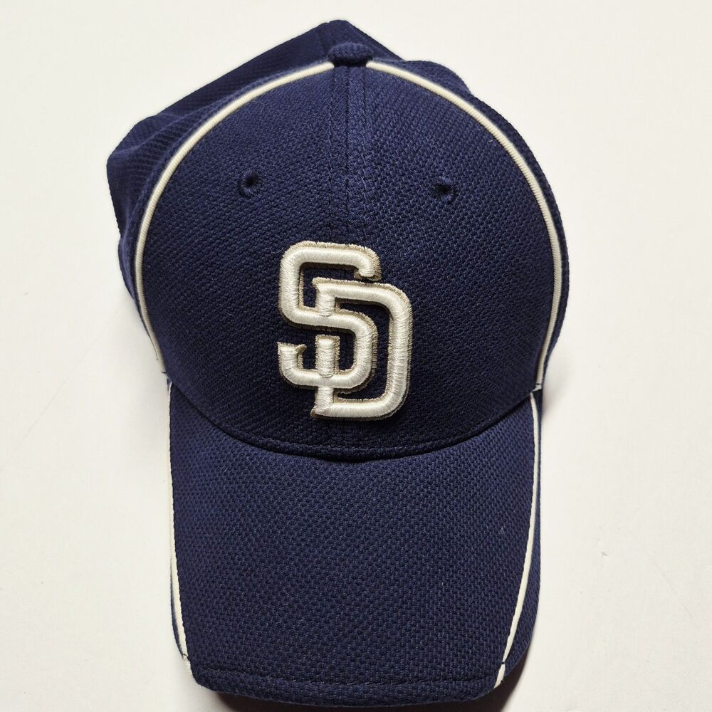 New Era 39THIRTY San Diego Padres MLB Cap Hat Large/XL Navy Blue Wool Blend EUC